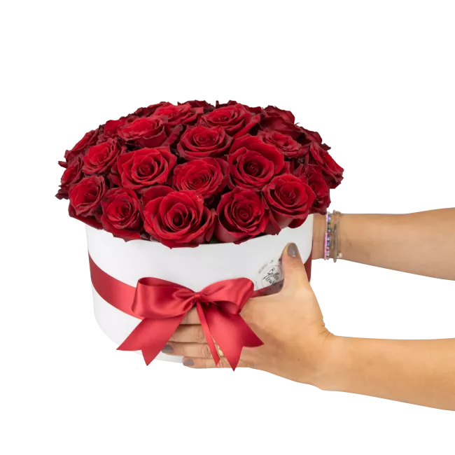 Box of red roses